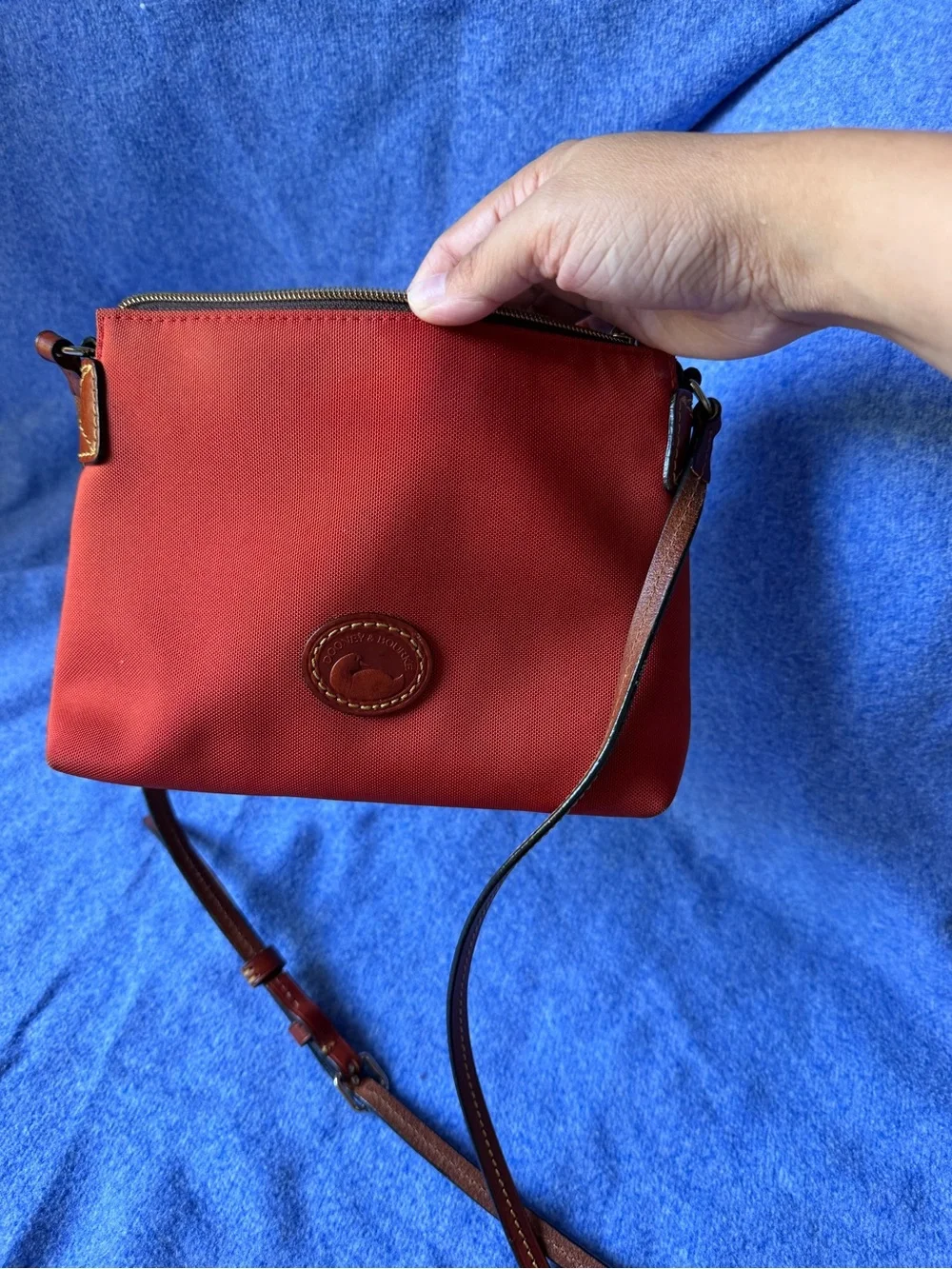 Dooney & Bourke Red Nylon Tote with Leather Logo Patch